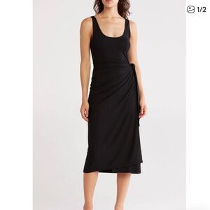 Vince Black Sleeveless Wrap Dress